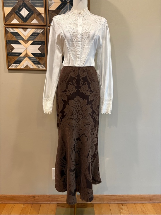 Ralph Lauren Dresses & Skirts - Vintage Ralph Lauren Black Label Baroque Jacquard Long Mermaid Flared Skirt sz 2